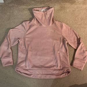 EUC.  Barely worn women’s light pink fleece lined cowl neck pullover in XL.